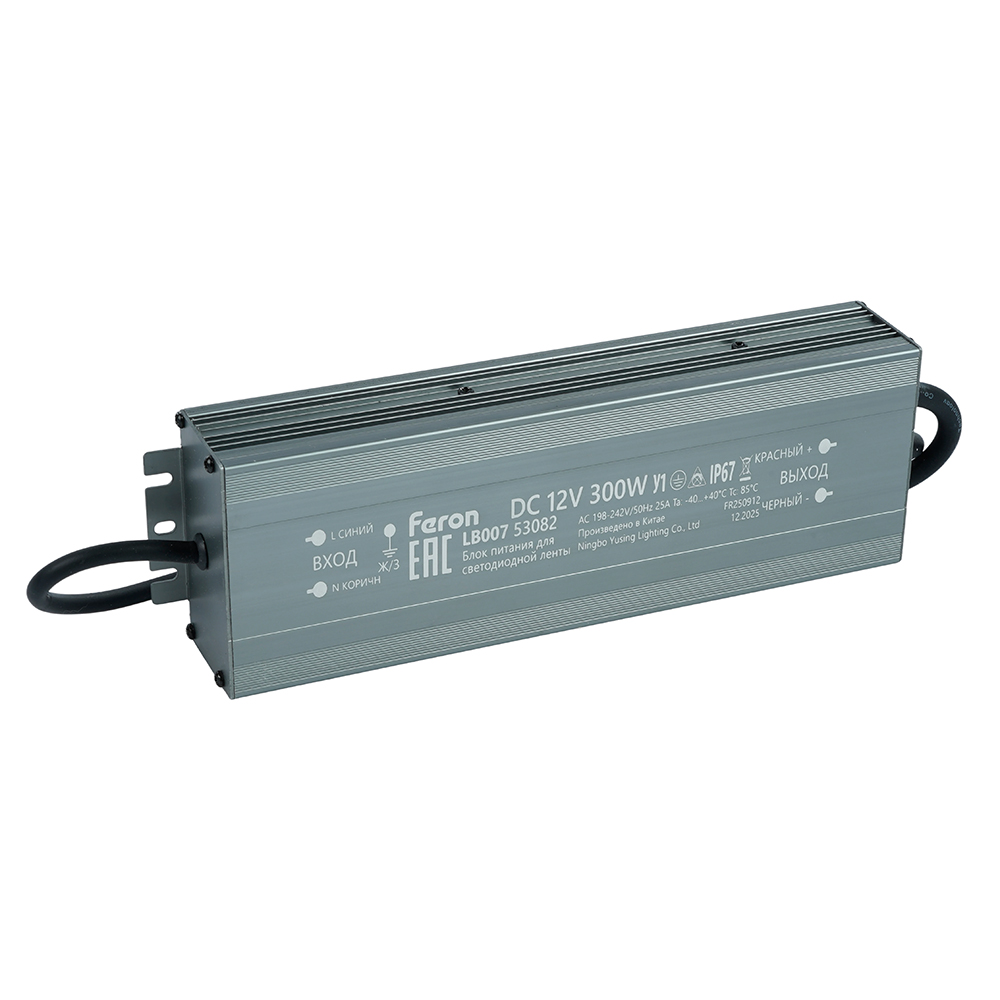 Трансформатор электронный для светодиодной ленты Feron LB007 300W 12V IP67 (драйвер) 53082 в #REGION_NAME_DECLINE_PP#