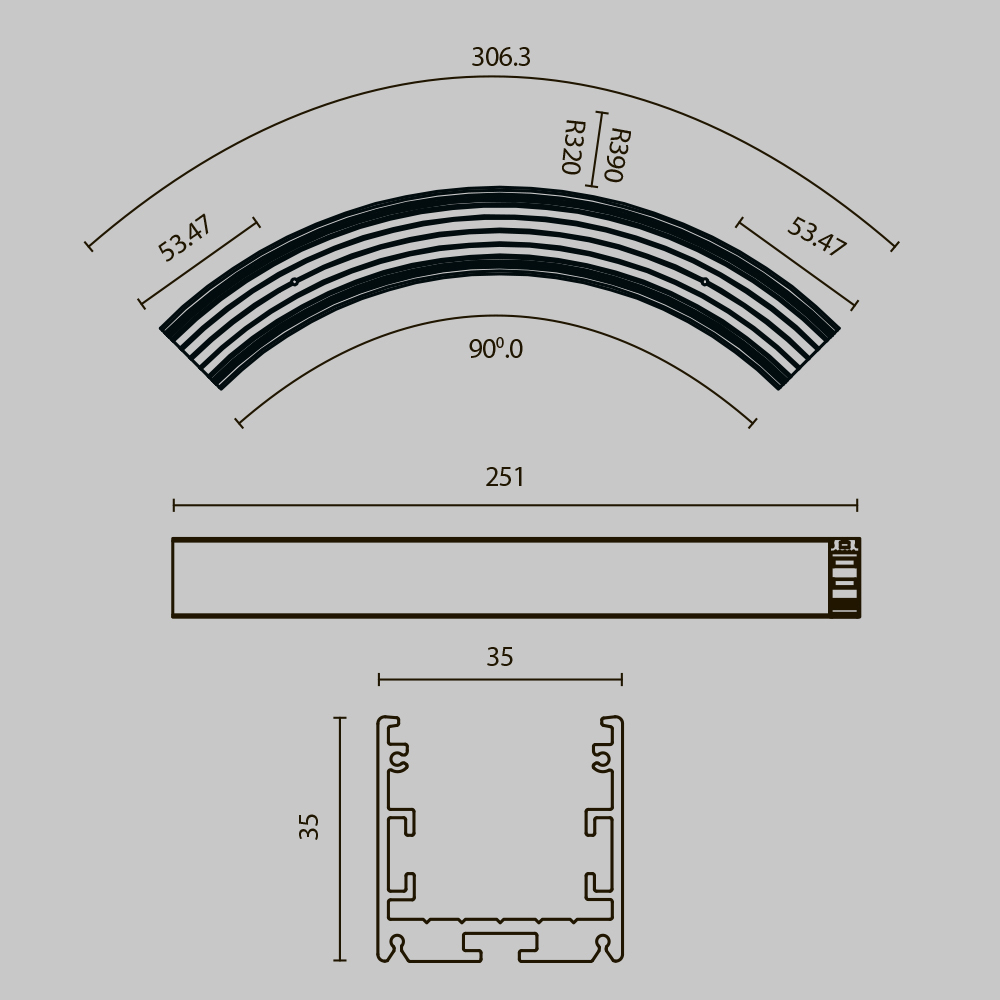 Радиусный профиль Maytoni Led strip ALM-3535R-B-D-90°-0.3M в Санкт-Петербурге