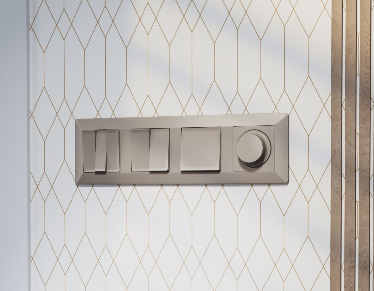 Комплект механизма 2-клавишного перекрестного выключателя 10A-250V Alfa Серо-бежевый матовый Quant Ambrella Volt MA363030 (AP3630, VM125) в #REGION_NAME_DECLINE_PP#