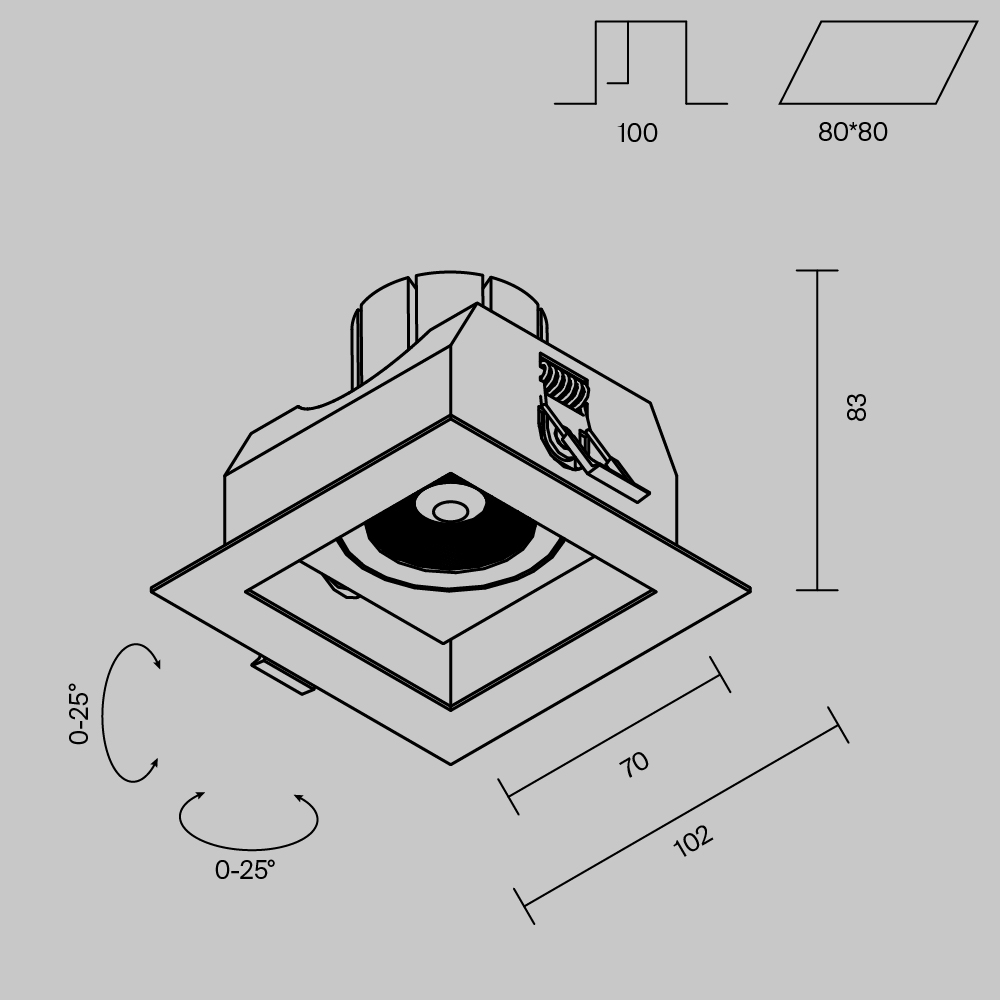 Встраиваемый светильник Maytoni Technical Metal Modern DL008-12W2.7-3-4K-B в Санкт-Петербурге
