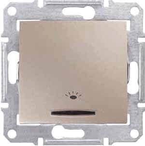 Выключатель кнопочный с синей подсветкой Свет Schneider Electric Sedna 10A 250V SDN1800168 в Санкт-Петербурге