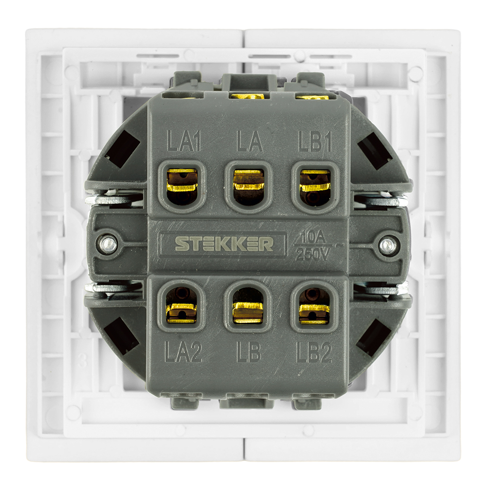 Переключатель 2-клавишный (механизм) Stekker Мия 250В 10А RSW10-3107-01 белая магнолия 50434 в Санкт-Петербурге