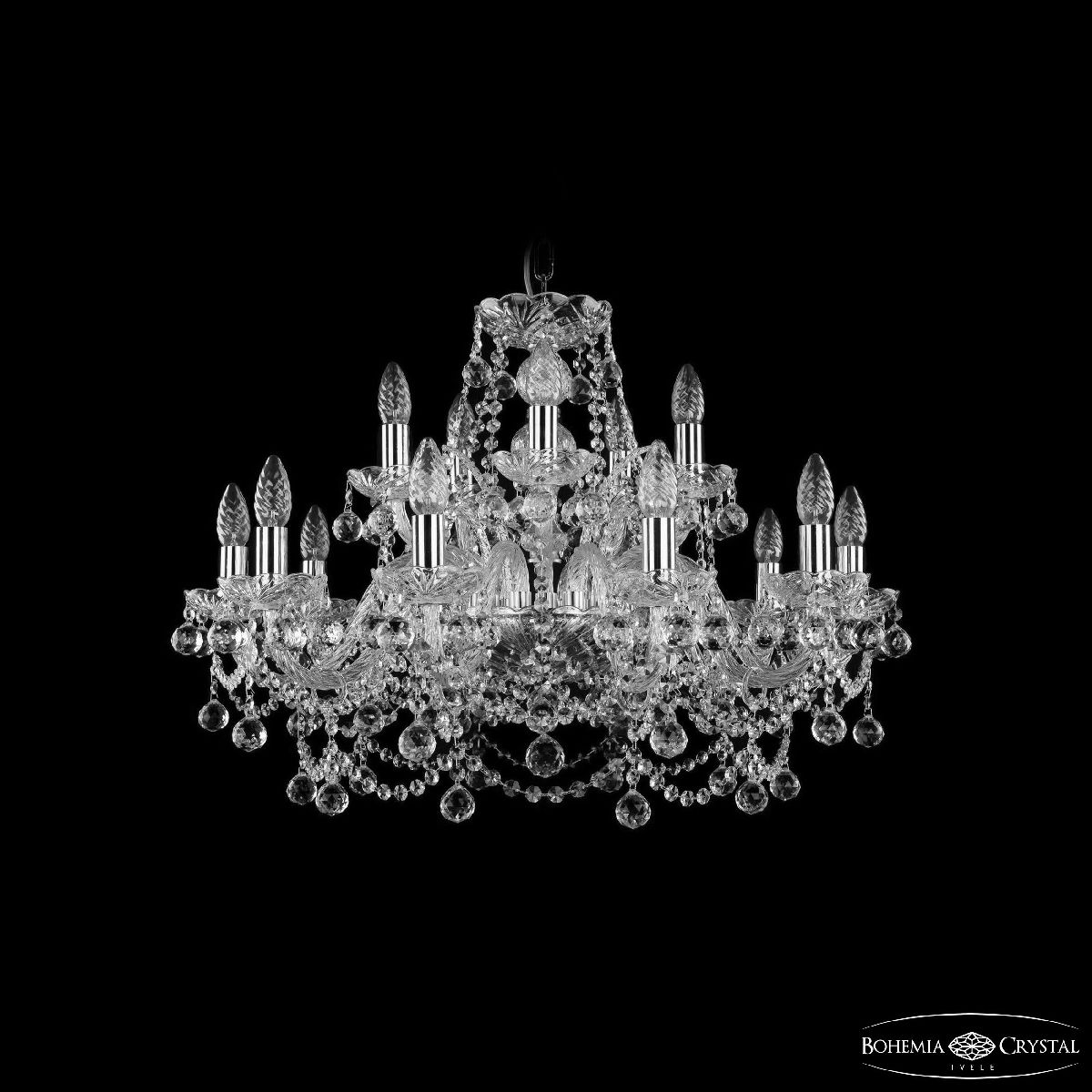 Подвесная люстра Bohemia Ivele Crystal 1411/10+5/240 Ni Balls в Санкт-Петербурге