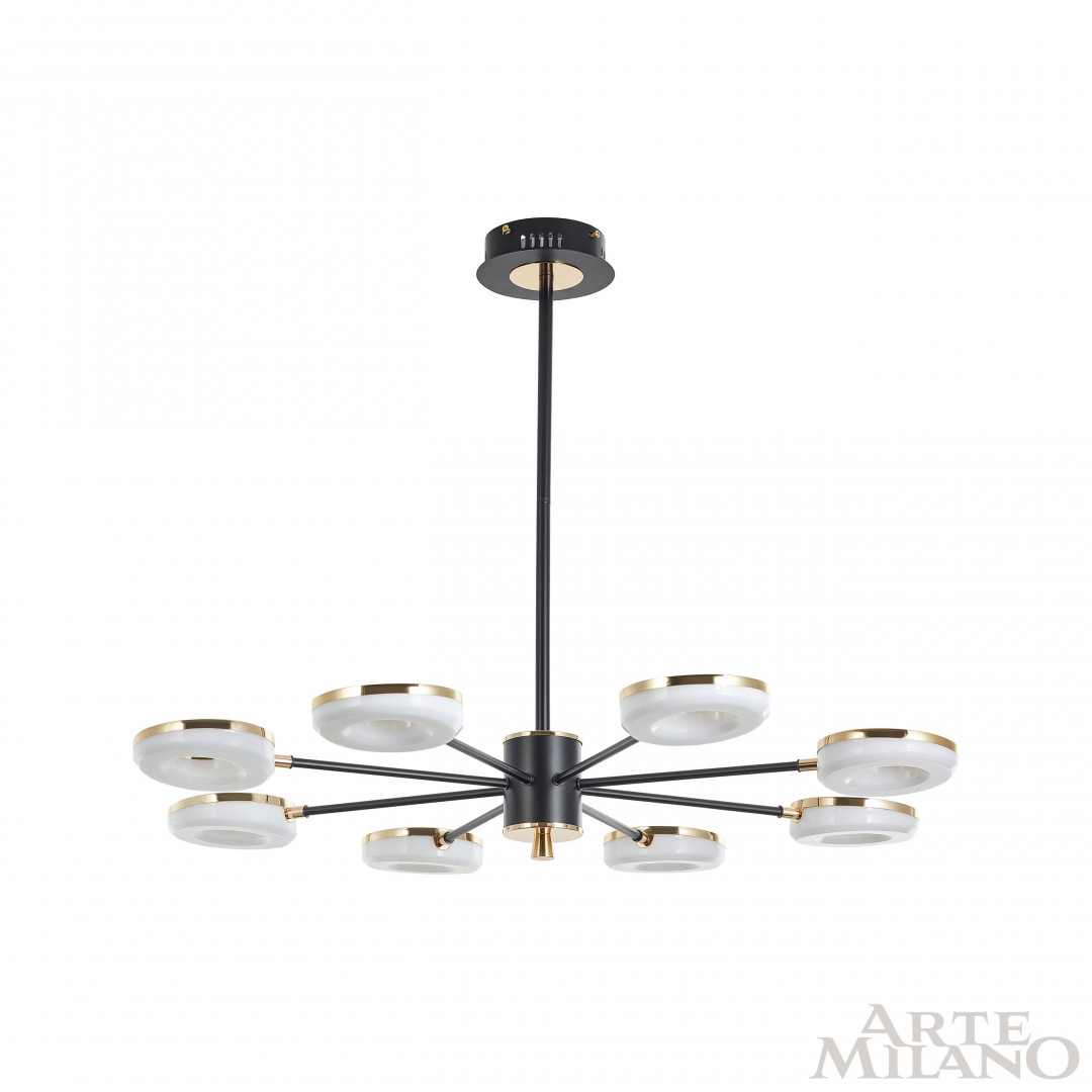 Люстра на штанге Arte Milano Ferrara 277499/8 BK/GD в #REGION_NAME_DECLINE_PP#