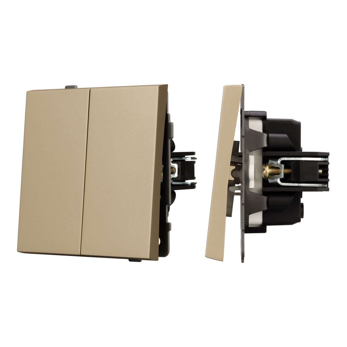 Механизм выключателя двухклавишный непроходной Arlight SWT-TENDO-MK02-SFPL-GD (230V, 10A) 054545 в Санкт-Петербурге