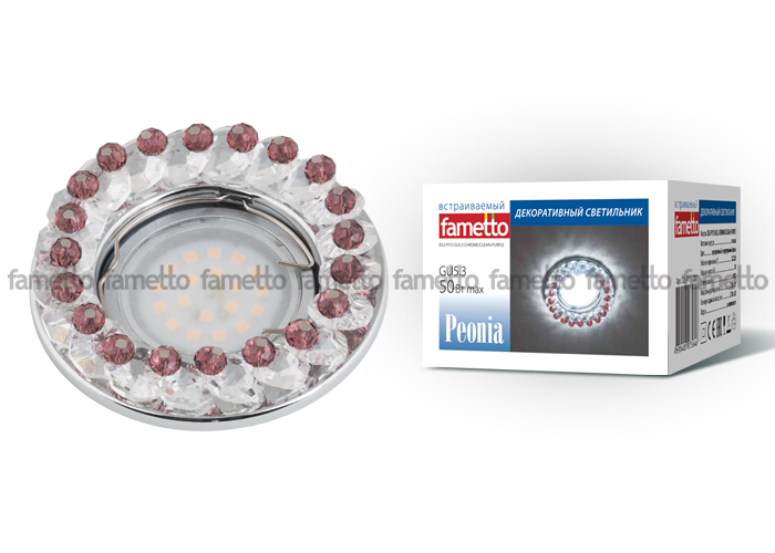 Встраиваемый светильник Fametto Peonia DLS-P115 GU5.3 CHROME/CLEAR+PURPLE в Санкт-Петербурге