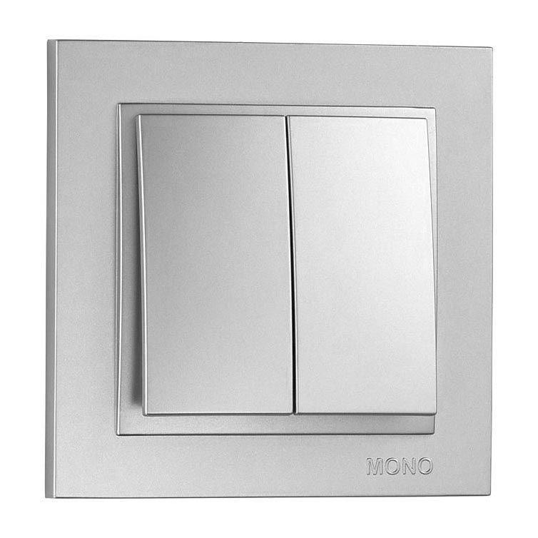 Выключатель двухклавишный Mono Electric Despina 10А 250В серебро 102-212125-102 в Санкт-Петербурге