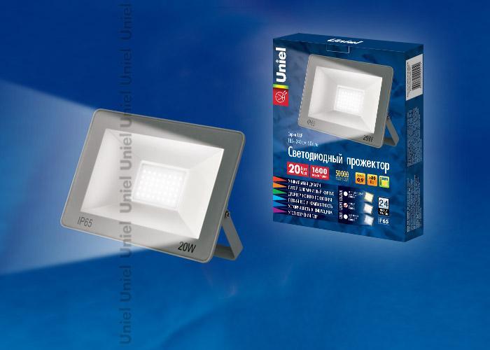 Прожектор светодиодный (UL-00001846) Uniel 20W 4000K ULF-F15-20W/NW IP65 185-240В Silver в Санкт-Петербурге