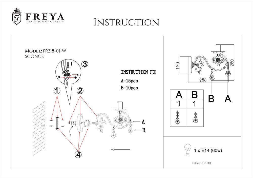 Бра Freya Faberge FR3218-WL-01-WG в Санкт-Петербурге