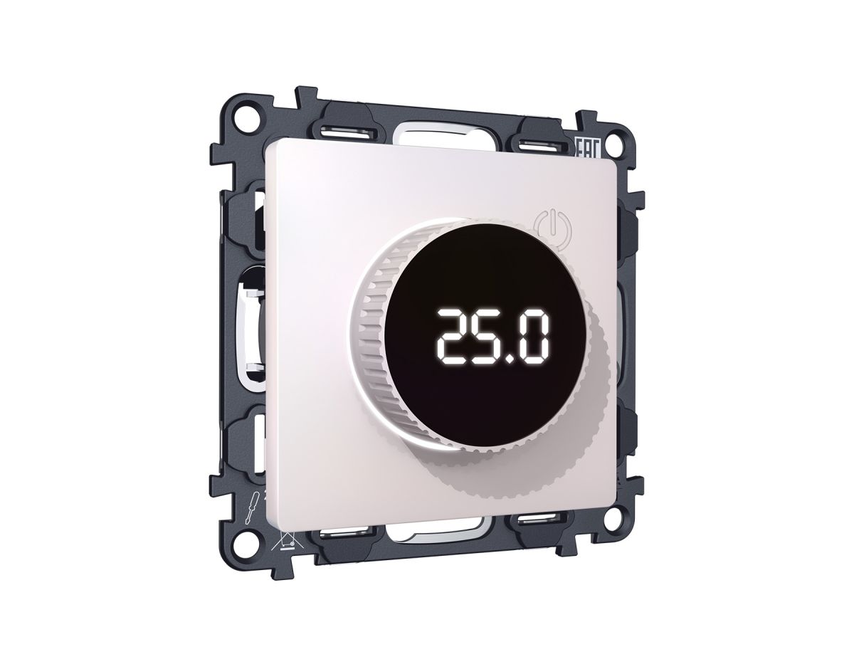 Комплект механизма терморегулятора с цифровым дисплеем с подсветкой и датчиком для теплого пола 16A-250V Alfa Жемчуг Quant Ambrella Volt MA205810 (AP2058, VM1385) в Санкт-Петербурге