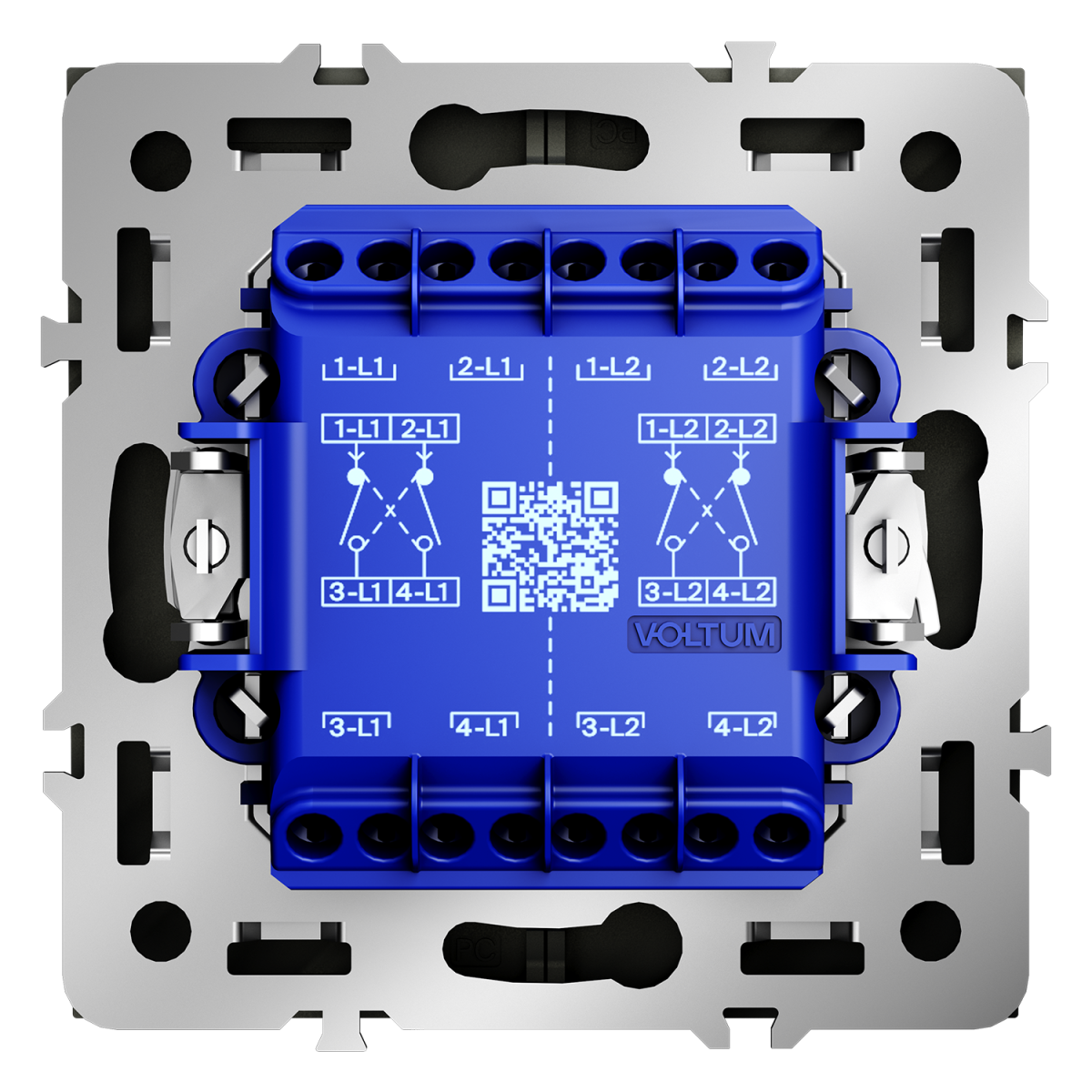 Перекрестный переключатель встраиваемый Voltum S70 двухклавишный 10А, (сталь) VLS020505 в Санкт-Петербурге