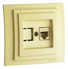 Розетка компьютерная RJ45 Mono Electric Larissa 6 кат крем 103-171705-125 в Санкт-Петербурге