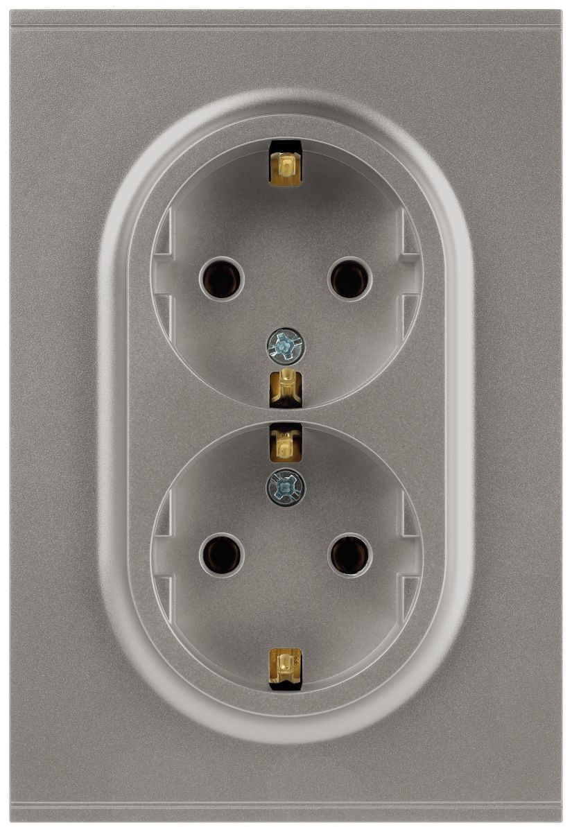 Розетка Эра Arktik 16-2105-07 двойная с заземлением 2X2P+E Schuko со шторками 16А-250В титан Б0070460 в Санкт-Петербурге