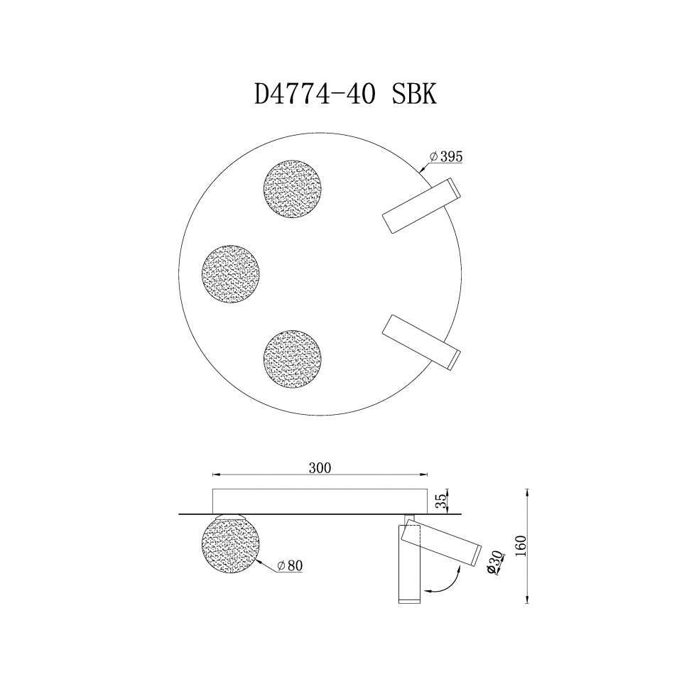 Потолочная люстра iLedex Telescope D4774-40 SBK в #REGION_NAME_DECLINE_PP#