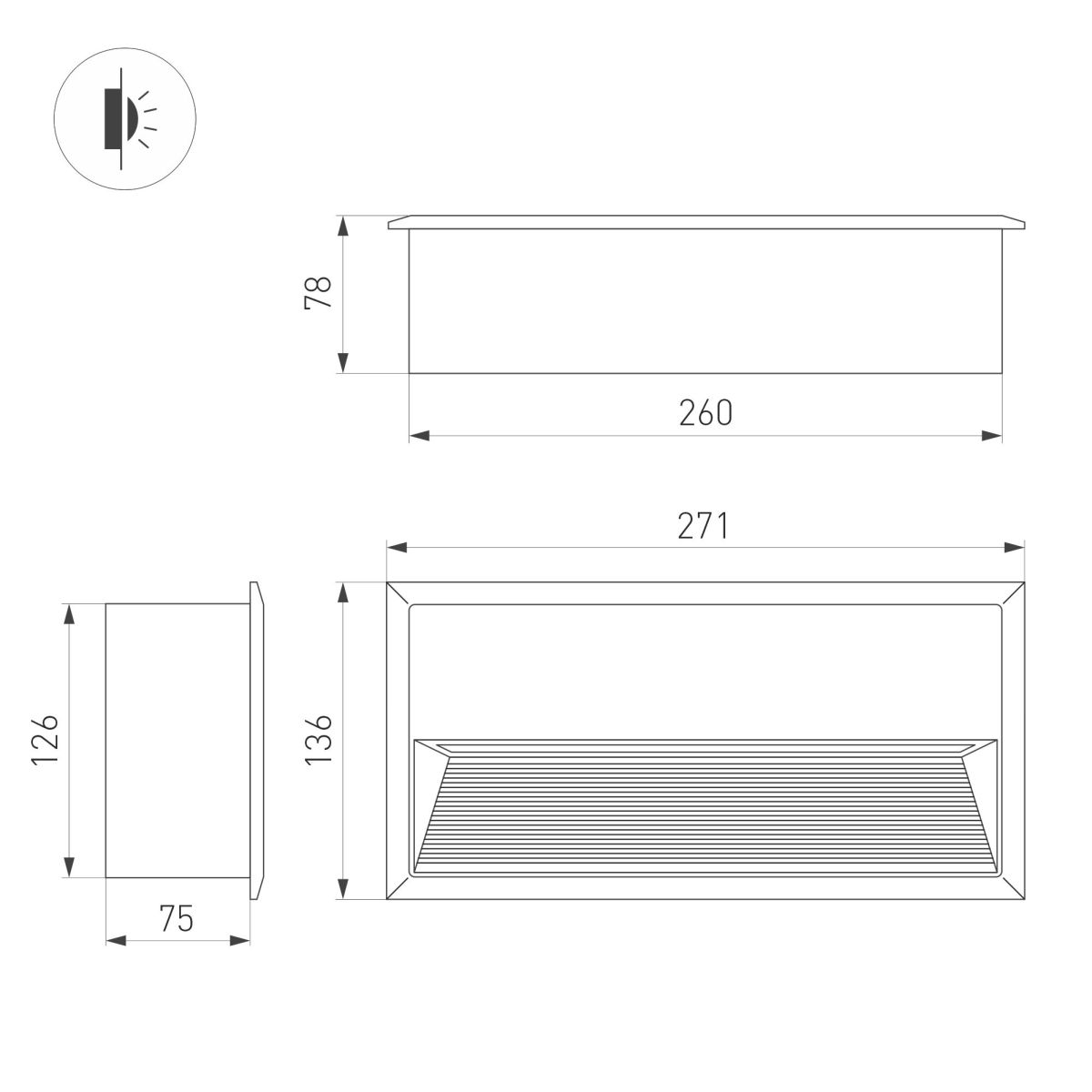 Светильник для ступеней Arlight LTD-RIBONIK-S271x136-10W Day4000 (Черный, 50 deg, 230V) (IP65 Металл) 056720 в Санкт-Петербурге