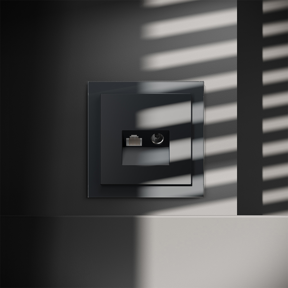 Розетка телевизионная встраиваемая Voltum S70 TV+RJ45 кат. 6, (графит) VLS060707 в #REGION_NAME_DECLINE_PP#