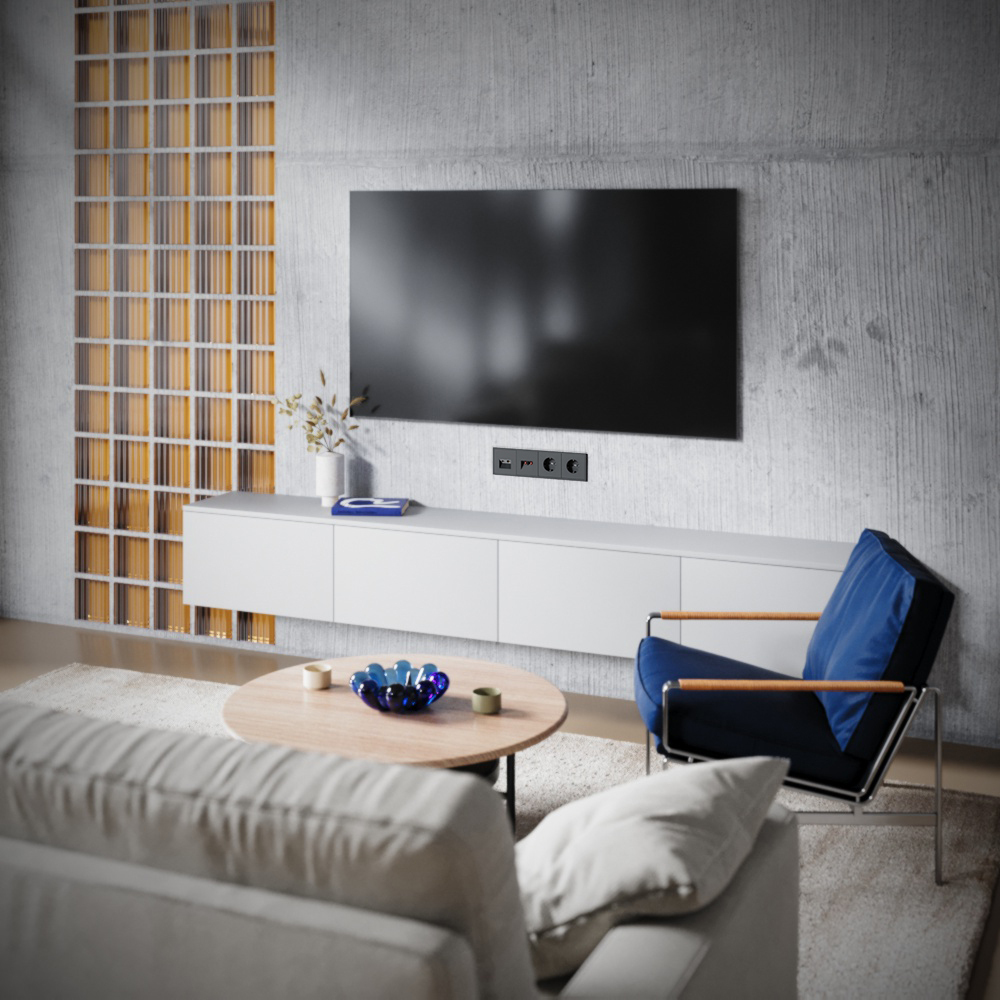 Розетка телевизионная встраиваемая Voltum S70 TV+RJ45 кат. 6, (черный матовый) VLS060708 в Санкт-Петербурге