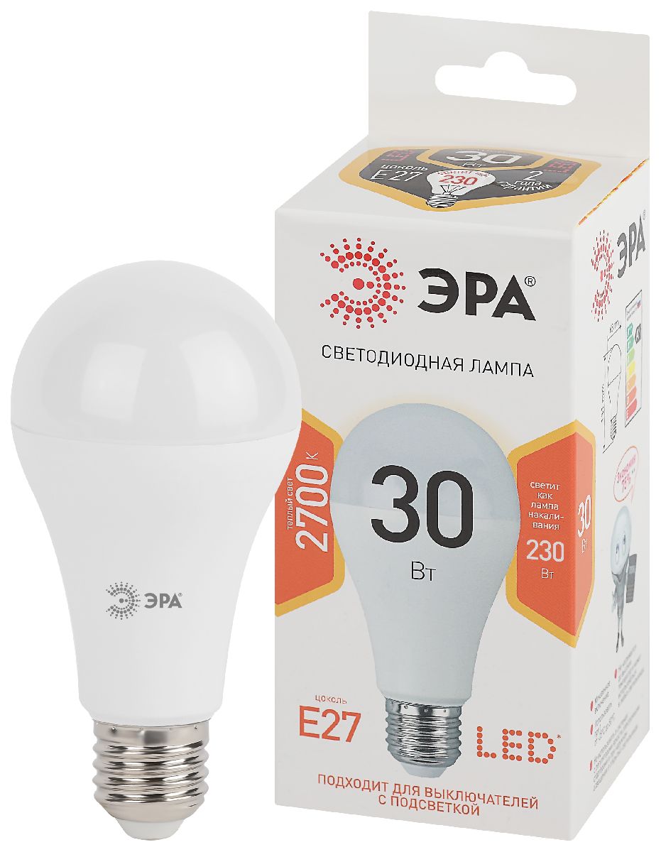 Лампа светодиодная Эра E27 30W 2700K LED A65-30W-827-E27 Б0048015 в Санкт-Петербурге