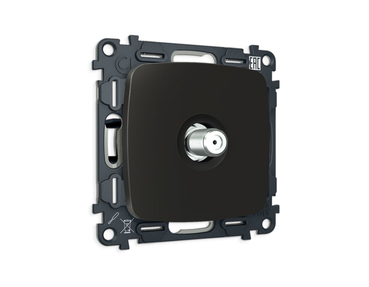 Комплект механизма TV розетки Ambrella Volt SAT 5-2400MHz 3.5dB OMEGA MO813050 Черный матовый QUANT (OP8130, VM215) в Санкт-Петербурге