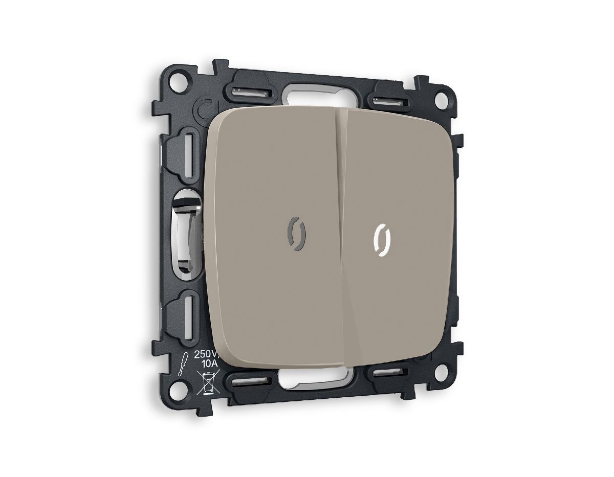Комплект механизма 2-кл выключателя с подсветкой Ambrella Volt Omega MO364015 в Санкт-Петербурге
