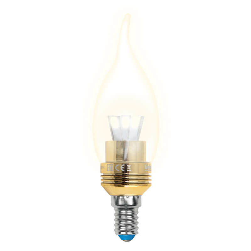 Лампа светодиодная (10059) Uniel E14 5W 3000K прозрачная LED-CW37P-5W/WW/E14/CL ALC02GD в Санкт-Петербурге