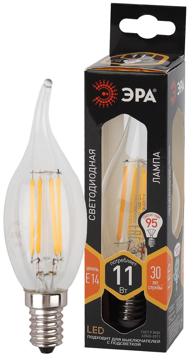 Лампа светодиодная Эра E14 11W 2700K F-LED BXS-11W-827-E14 Б0047001 в #REGION_NAME_DECLINE_PP#