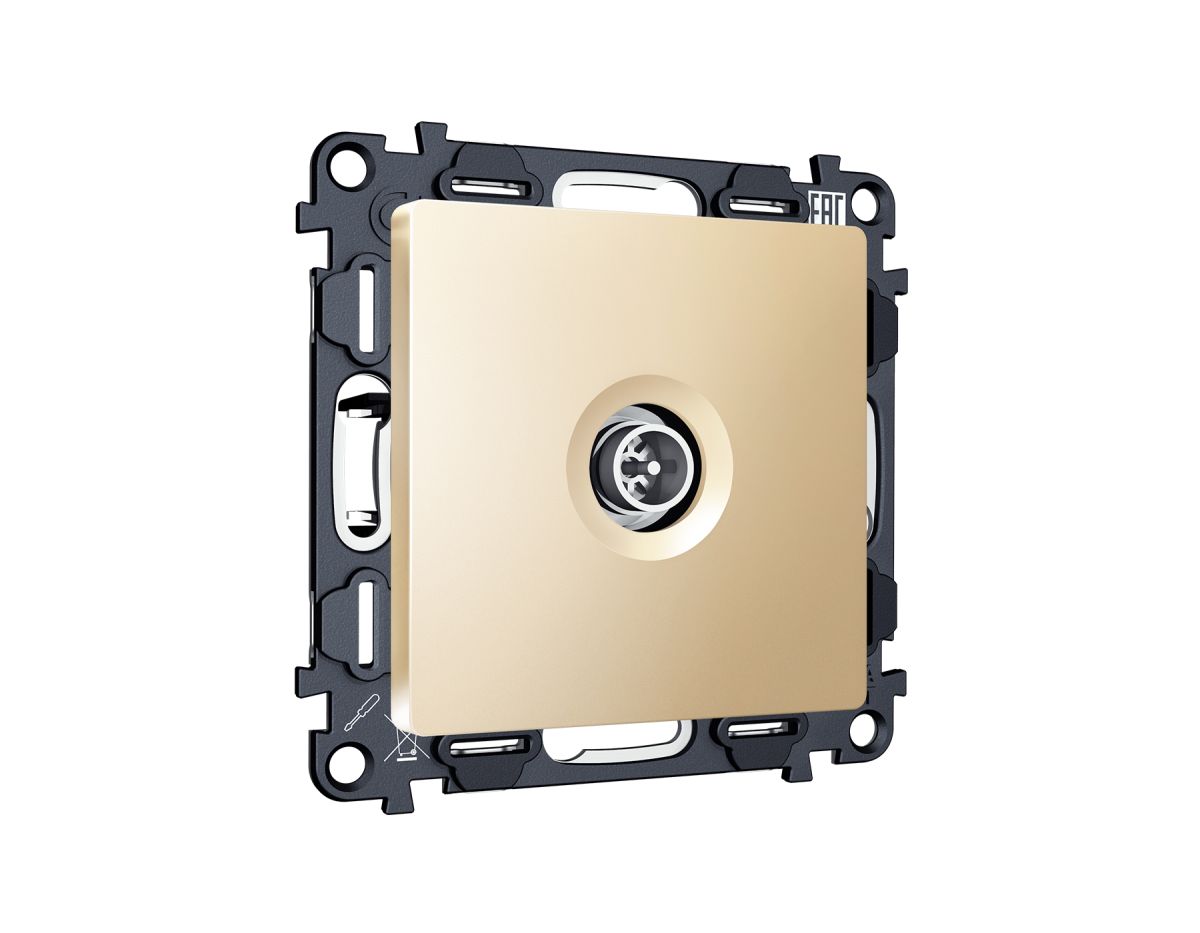 Комплект механизма TV розетки оконечной экранированной 5-1000MHz 3dB Alfa Шампань Quant Ambrella Volt MA613005 (AP6130, VM199) в Санкт-Петербурге