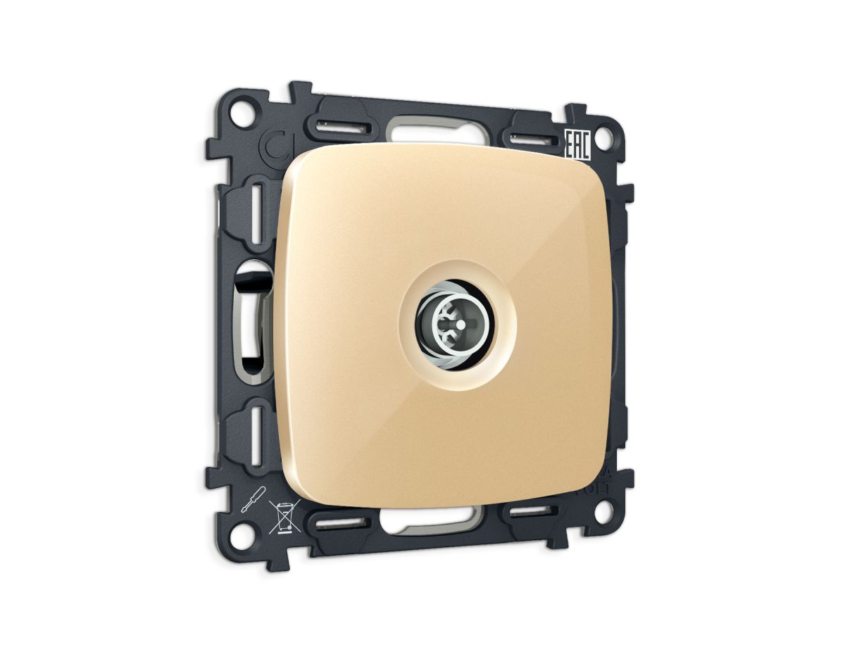 Комплект механизма TV розетки Ambrella Volt оконечной экранированной 5-1000MHz 3dB OMEGA MO613005 Шампань QUANT (OP6130, VM199) в Санкт-Петербурге