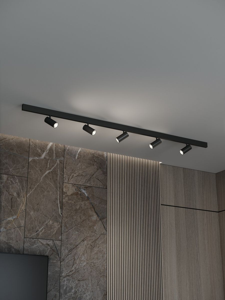 Трековая система со светильниками №3 трехфазная накладная Eldeko (48В, форма - прямая, 2м, 4000K) черная Hesby Lighting HSBL_kompl_E003_NI2B4K в #REGION_NAME_DECLINE_PP#