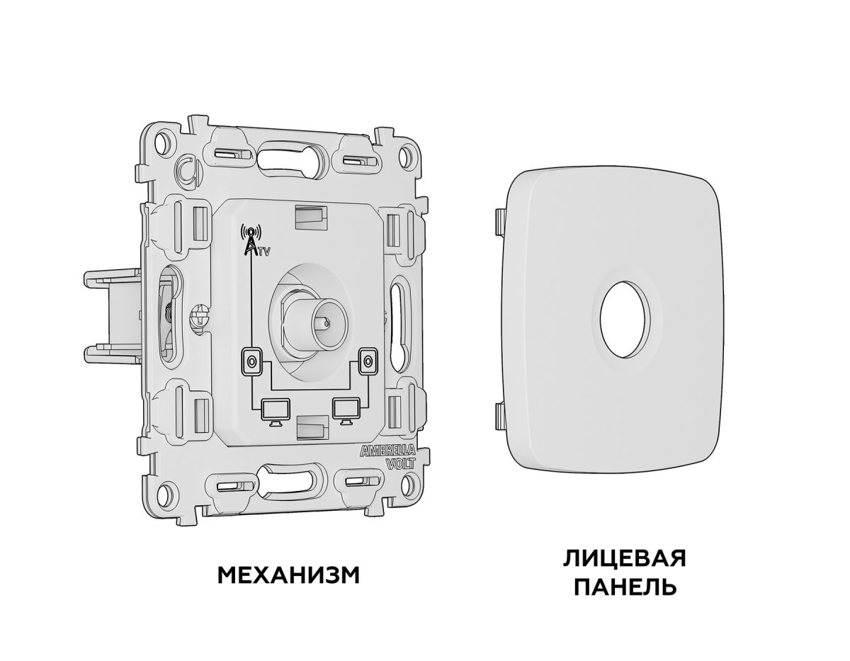 Комплект механизма TV розетки проходной Ambrella Volt Omega (OP1130, VM211) MO113030 в Санкт-Петербурге