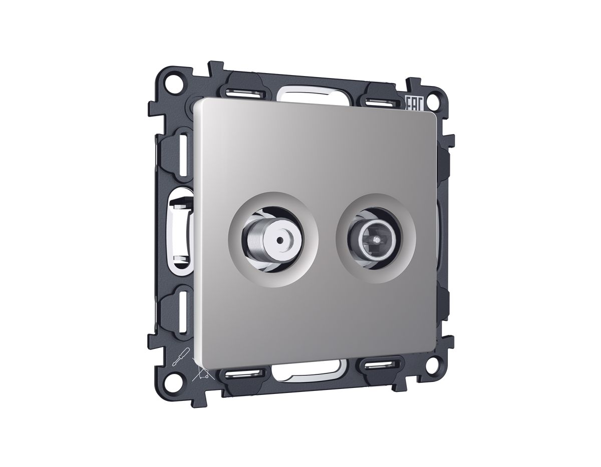 Комплект механизма розетки TV оконечной + SAT 5-862MHz 3.5dB/950-2150MHz 3.5dB Alfa Сталь матовый Quant Ambrella Volt MA513310 (AP5133, VM217) в Санкт-Петербурге