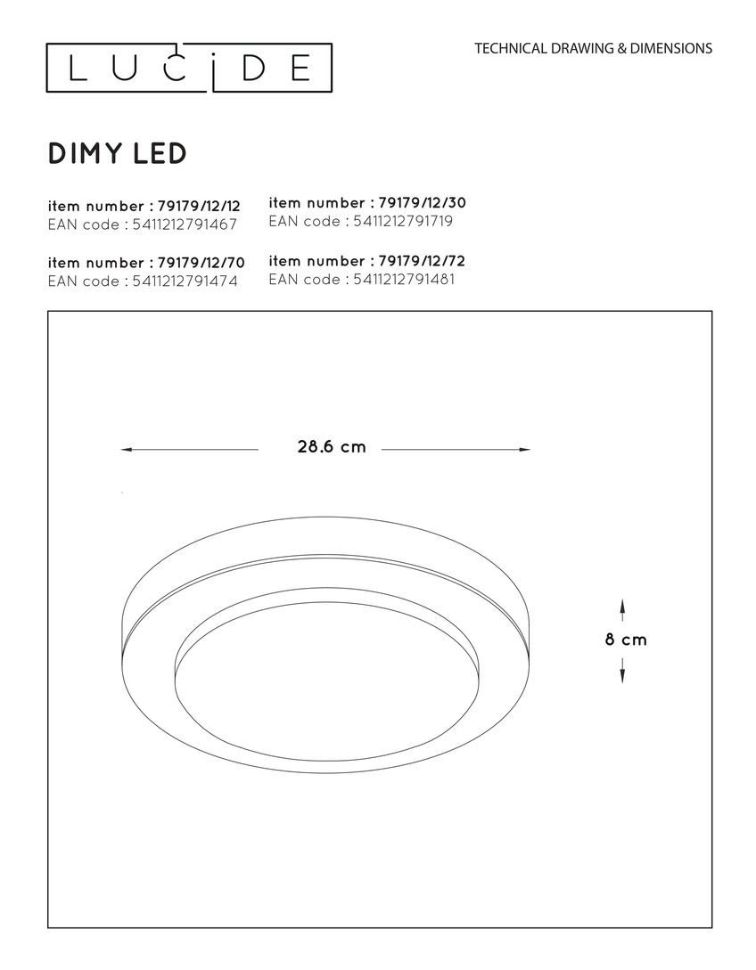 Потолочный светильник Lucide Dimy 79179/12/30 в Санкт-Петербурге