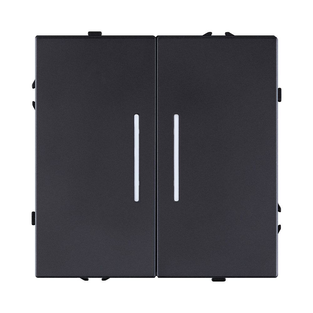 Выключатель 2-клавишный 10А/250В с LED подсветкой, черный матовый Kollinger Eclipse EC-010BK в #REGION_NAME_DECLINE_PP#