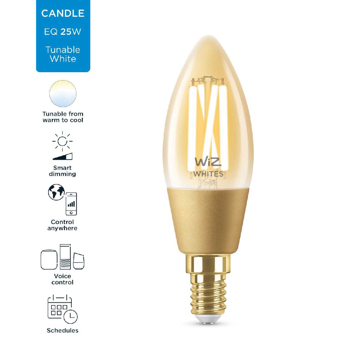 Умная светодиодная лампа Wiz Wi-Fi BLE25WC35E14920-50Amb1PF/6 E14 4,9W 2000/5000K 929003017701 в Санкт-Петербурге