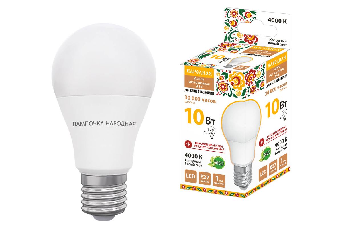 Лампа светодиодная TDM Electric Народная E27 10W 4000K матовая SQ0340-1509 в Санкт-Петербурге