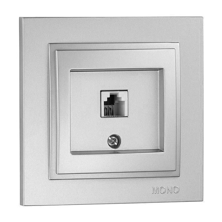 Розетка телефонная Rj45 Cat3 Mono Electric Despina серебро 102-212105-124 в Санкт-Петербурге