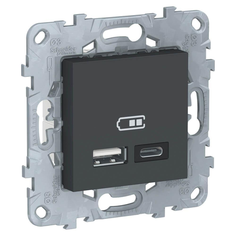 Розетка компьютерная USBx2 Schneider Electric Unica New тип А+С NU501854 в Санкт-Петербурге