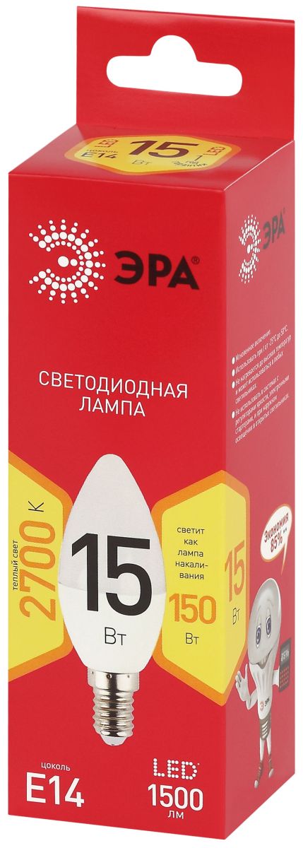 Лампа светодиодная Эра RED LINE LED B35-15W-827-E14 R 15Вт свеча Б0070087 в Санкт-Петербурге