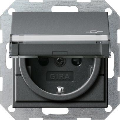 Розетка Gira System 55 Schuko с/з со шторками крышкой 16A 250V безвинтовой зажим антрацит 276228 в Санкт-Петербурге