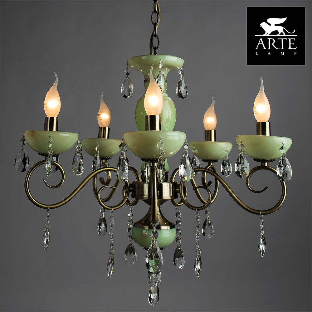 Подвесная люстра Arte Lamp Onyx Green A9592LM-5AB в Санкт-Петербурге