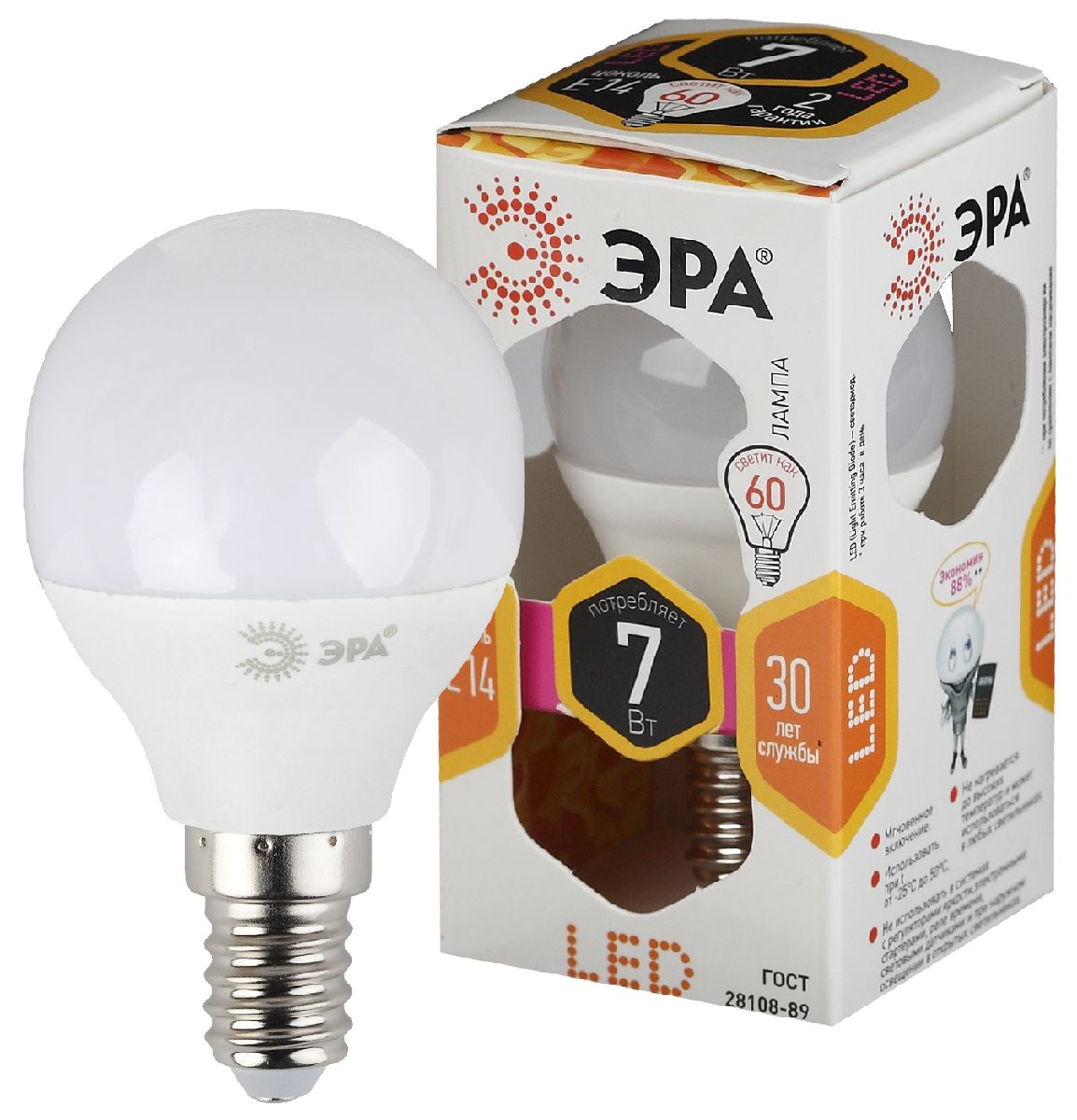 Лампа светодиодная Эра E14 7W 2700K LED P45-7W-827-E14 Б0020548 в Санкт-Петербурге