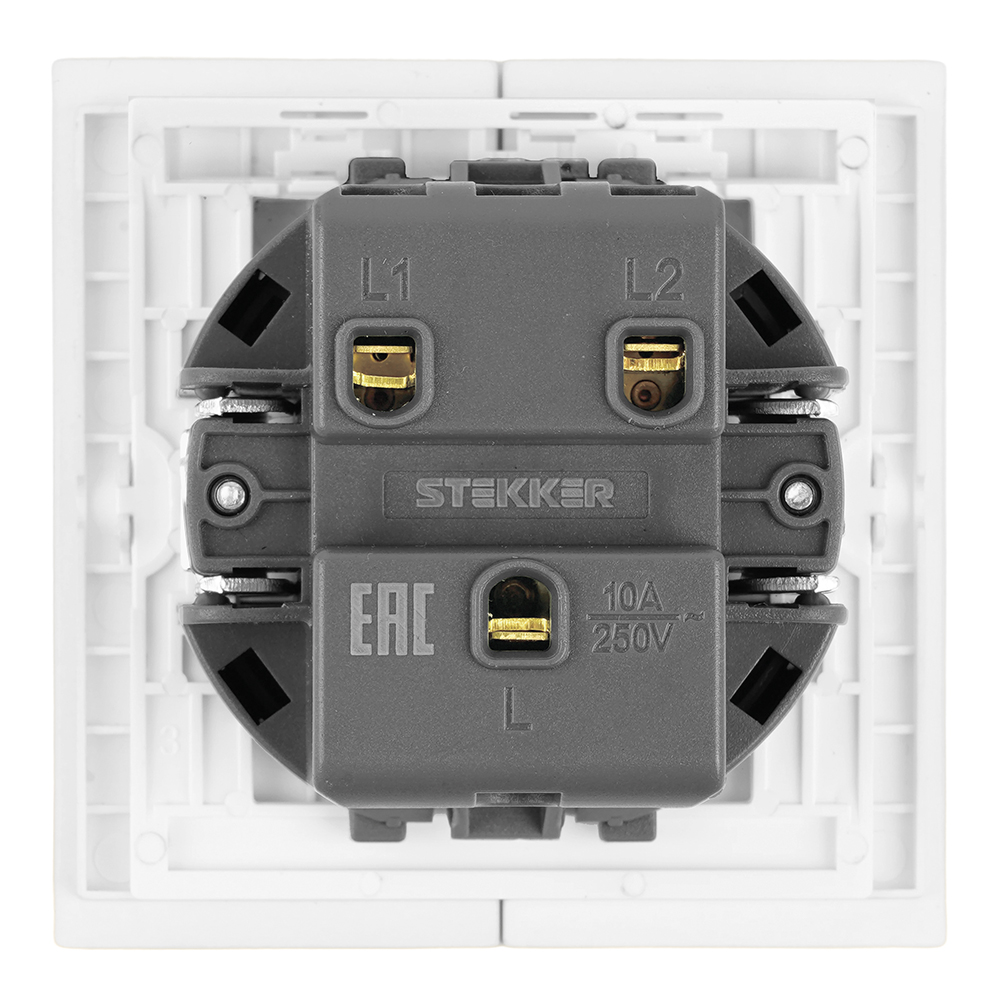 Выключатель 2-клавишный (механизм) Stekker Мия 250В 10А RSW10-3104-01 белая магнолия 50429 в Санкт-Петербурге