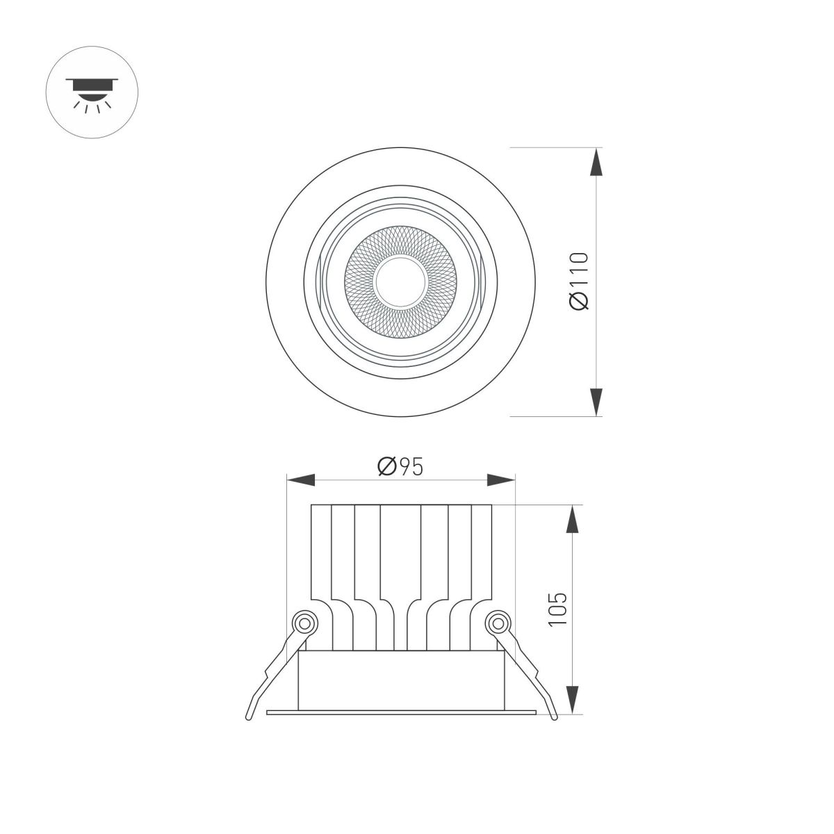 Встраиваемый светильник Arlight MS-VORTEX-BUILT-R110-20W Day4000 (WH-WH, 20 deg, 230V) 057753 в Санкт-Петербурге