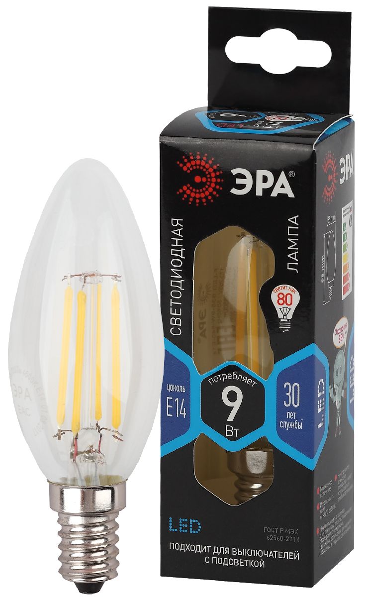 Лампа светодиодная Эра E14 9W 4000K F-LED B35-9w-840-E14 Б0046995 в #REGION_NAME_DECLINE_PP#