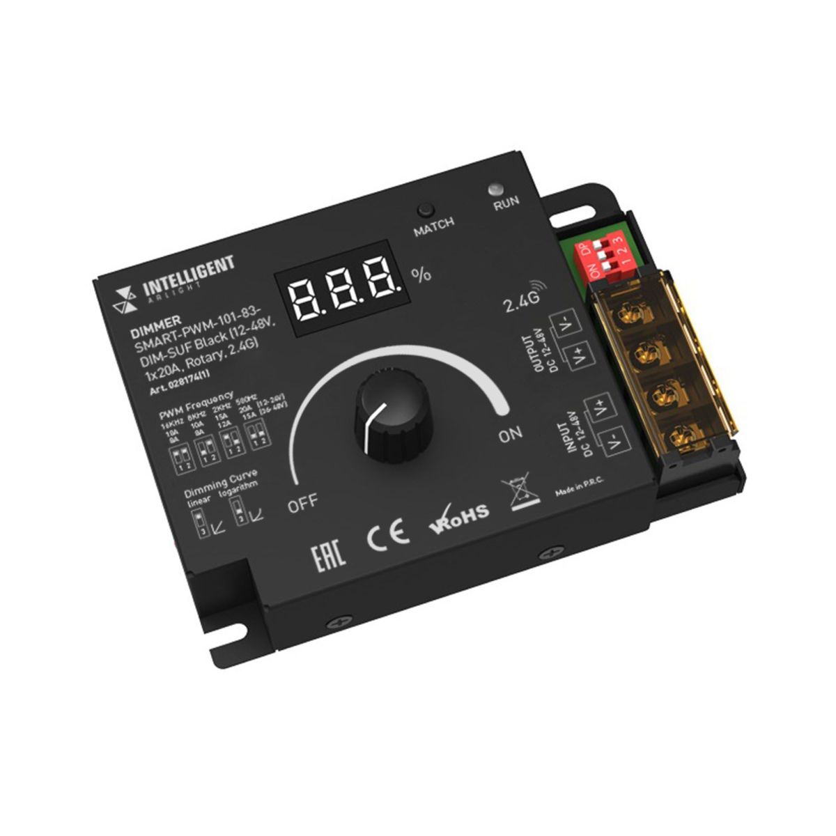 Диммер Arlight SMART-PWM-101-83-DIM-SUF Black (12-48V, 1x20A, Rotary, 2.4G) 028174(1) в Санкт-Петербурге