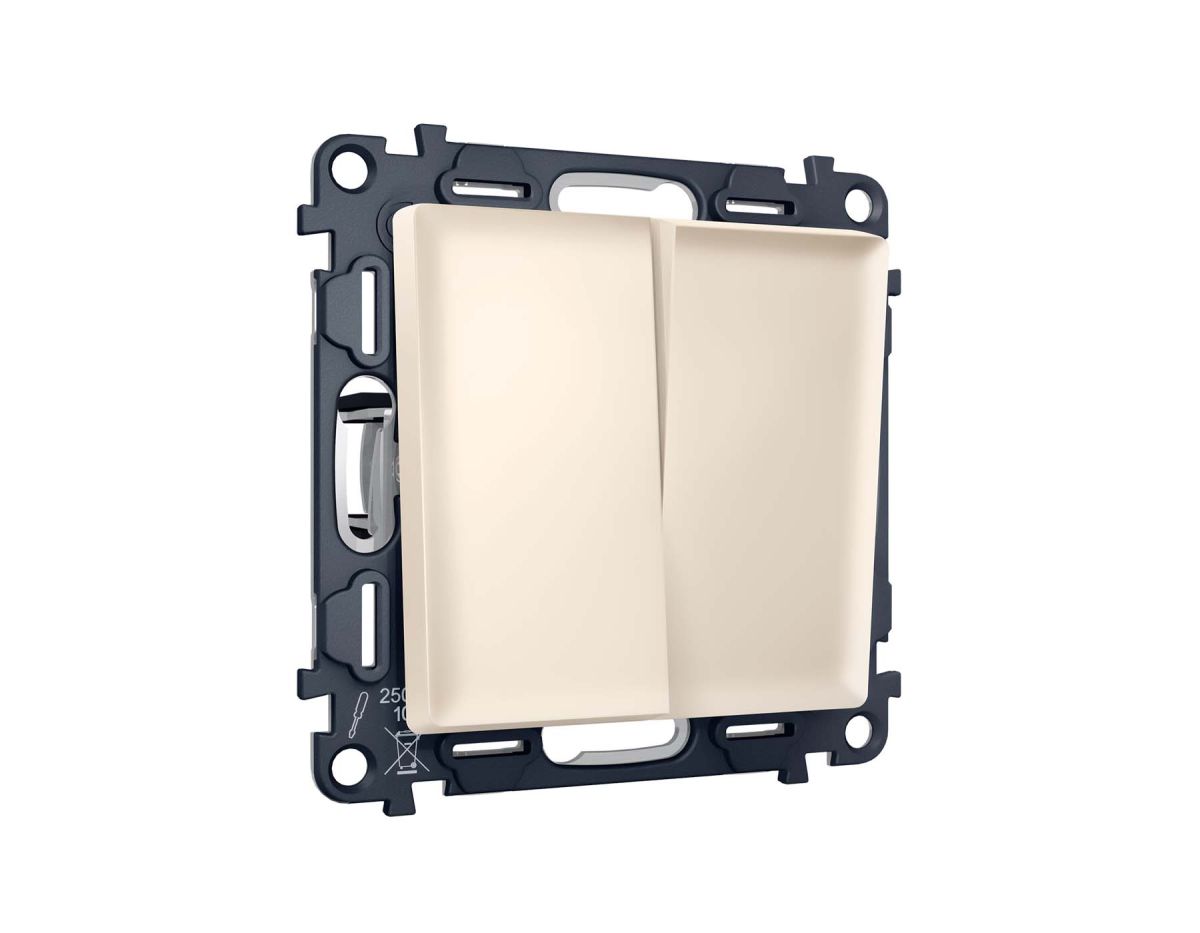 Комплект механизма 2-клавишного перекрестного выключателя 10A-250V Alfa Бежевый матовый Quant Ambrella Volt MA323030 (AP3230, VM125) в #REGION_NAME_DECLINE_PP#