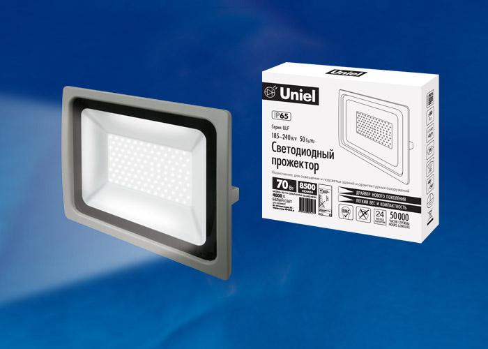 Прожектор светодиодный (UL-00002017) Uniel 70W 4000K ULF-F16-70W/NW IP65 185-240В Silver в Санкт-Петербурге
