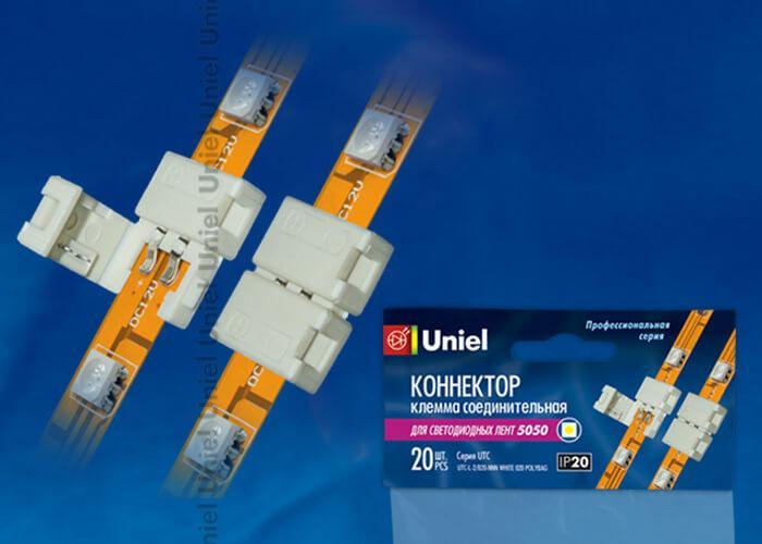 Коннектор для светодиодных лент 5050 (06606) Uniel UTC-L-2/B20-NNN White 020 в Санкт-Петербурге