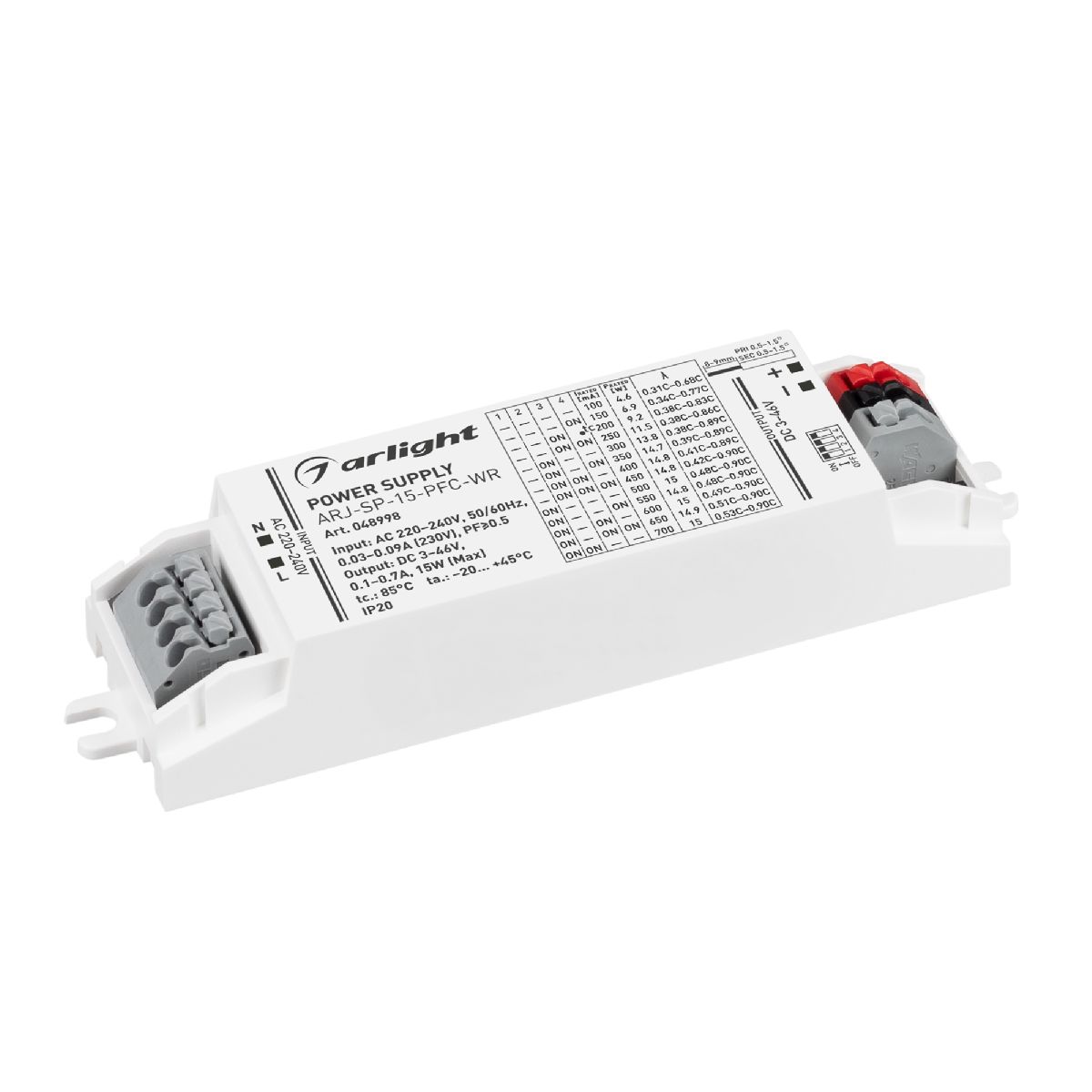 Блок питания Arlight ARJ-SP-15-PFC-WR (15W, 3-46V, 0.1-0.7A) 048998 в Санкт-Петербурге