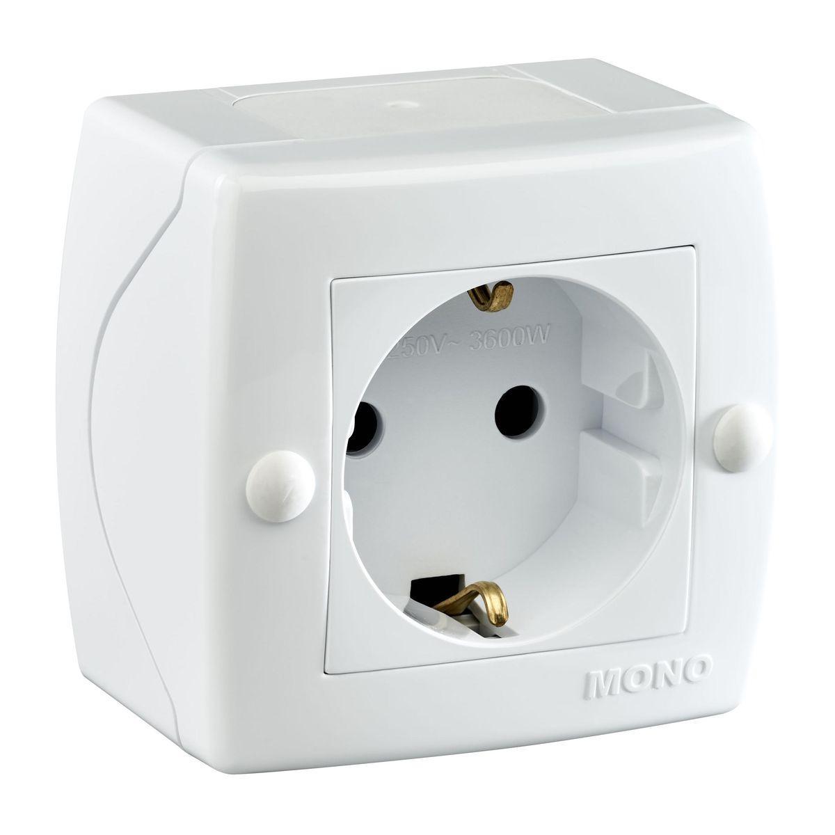 Розетка на 1 пост с заземлением Mono Electric Octans IP20 16А 250В белый 104-010107-117 в Санкт-Петербурге